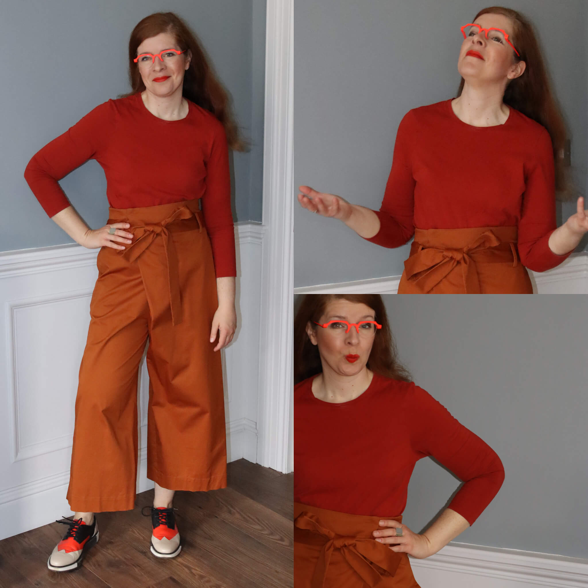 Rot Orange Kupfer Culottes farbenfroh Mode Knallfarbe Ü40