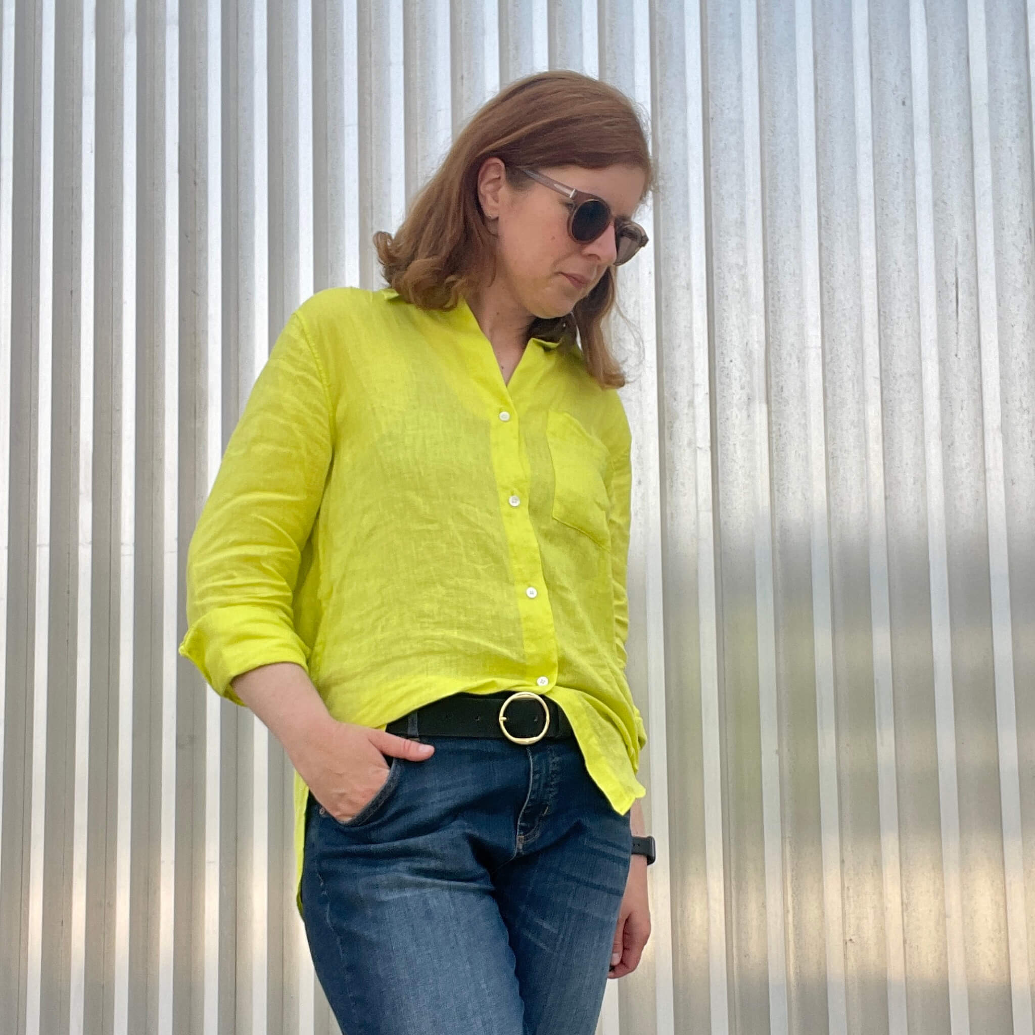 Gelb Mode kombinieren Jeans Boyfriend cut denim Sommerfarben