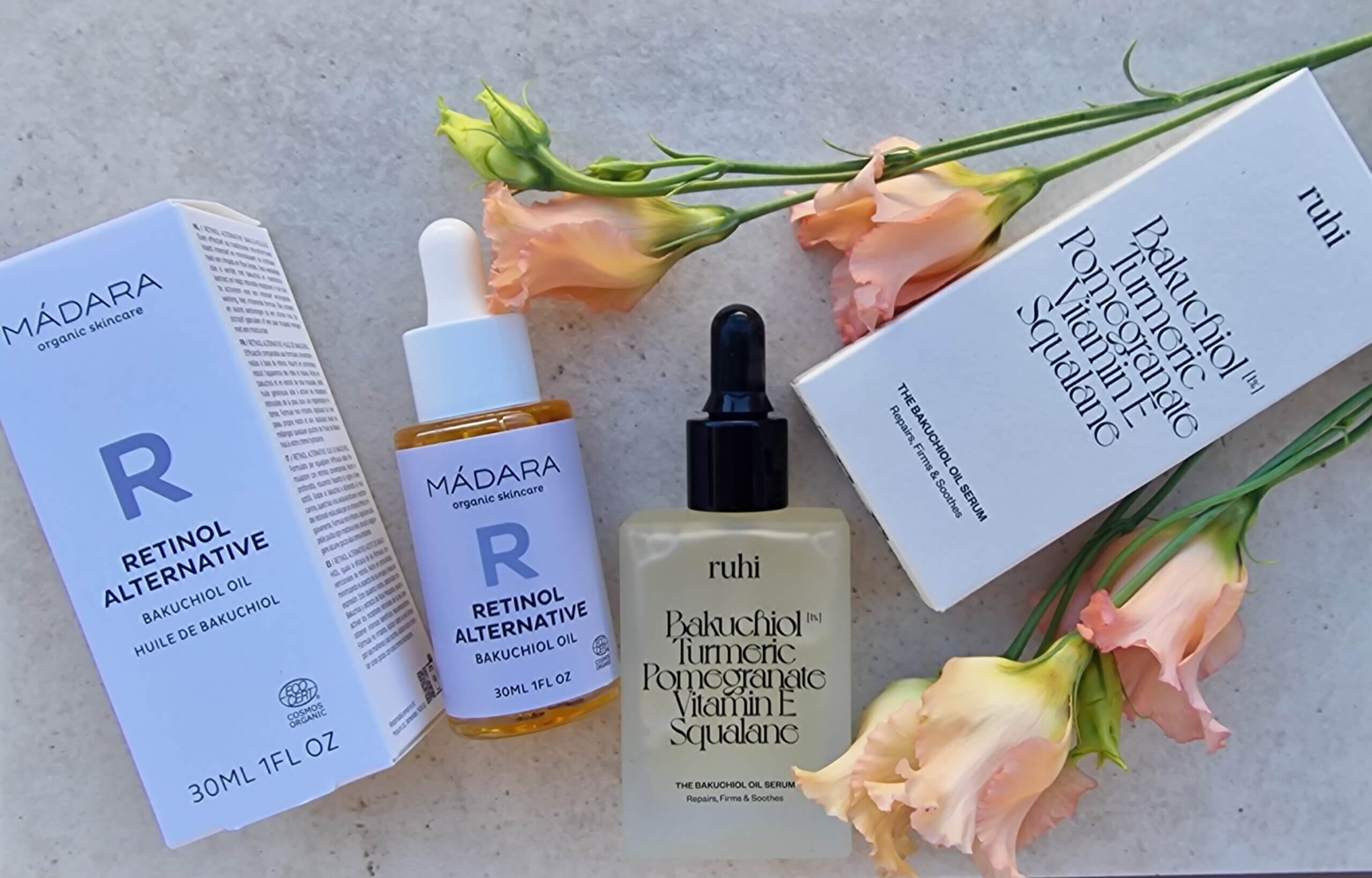 Bakuchiol, die natürliche Retinol Alternative im Test: Ruhi Bakuchiol-Öl Serum vs MÁDARA Retinol Alternative Plant-Powered Bakuchiol Öl