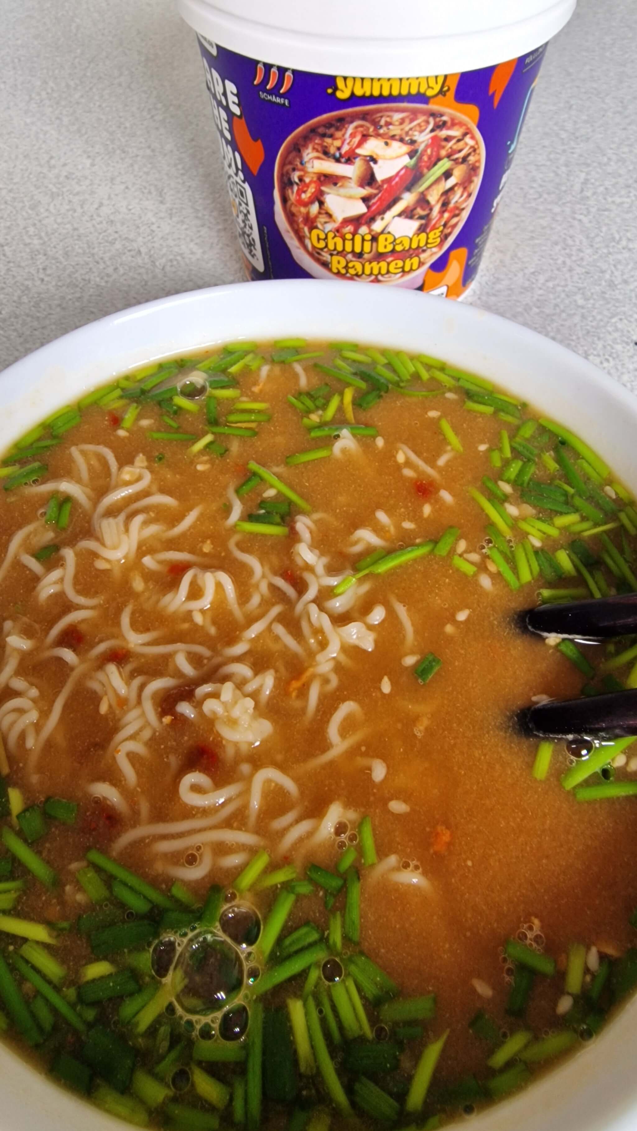 Chili Bang Ramen. Glutenfreie Instantnudeln, Erfahrungen.